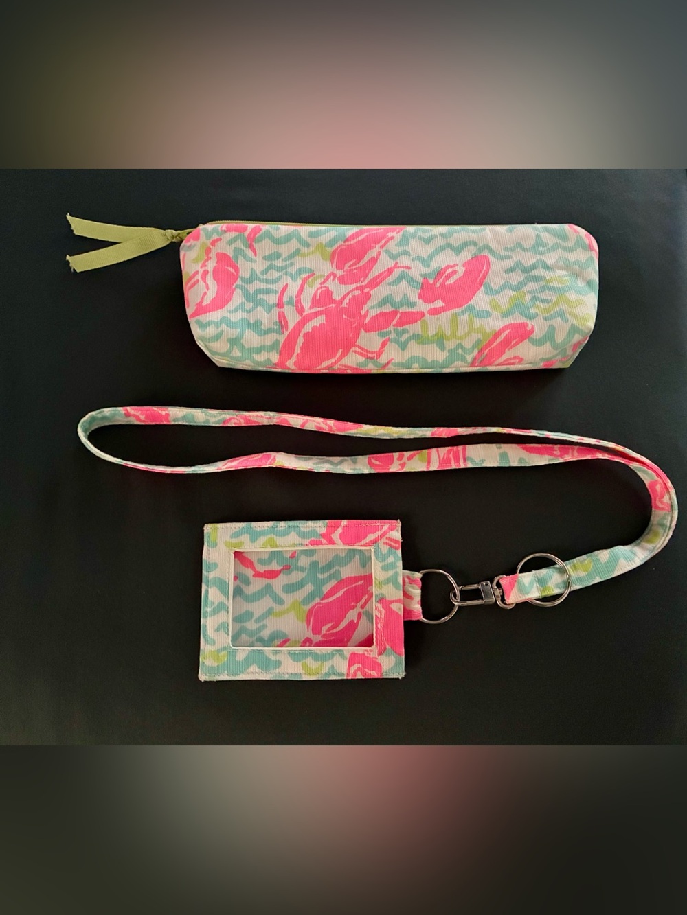 Lilly Pulitzer “Lobstah Roll” Lanyard ID & Pencil Case!! #backtoschool 📚✏️🚌